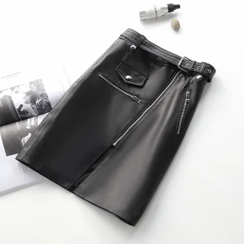 

2018 Autumn and Winter New Sheep Leather Split Skirt
