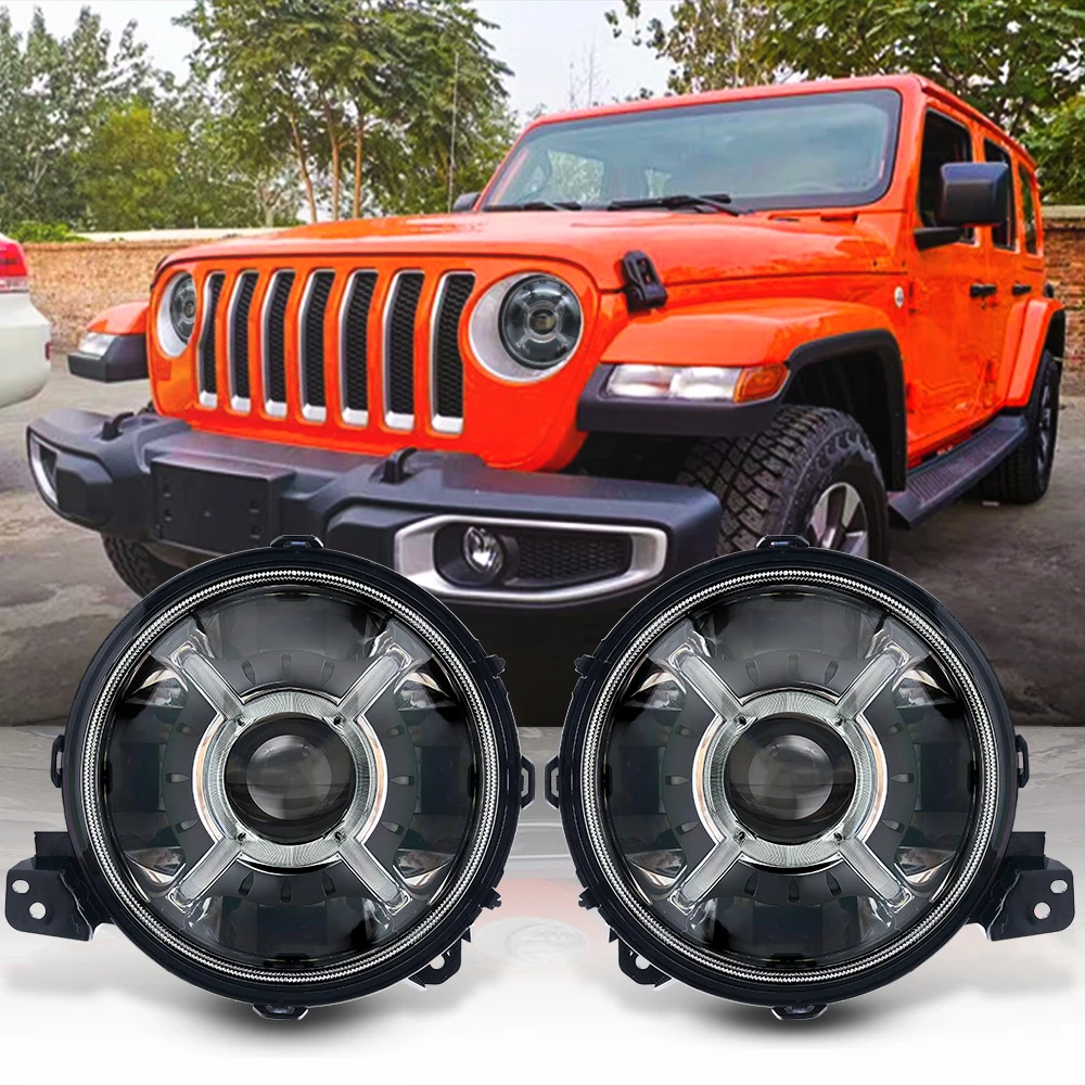9 Pollici Rotonda Led Fari Per Il 2018-2019 Jeep Wrangler Suv Fari Con Luci Di Giorno Corsa E Jogging Jl Vestiti Da Alta A Bassa