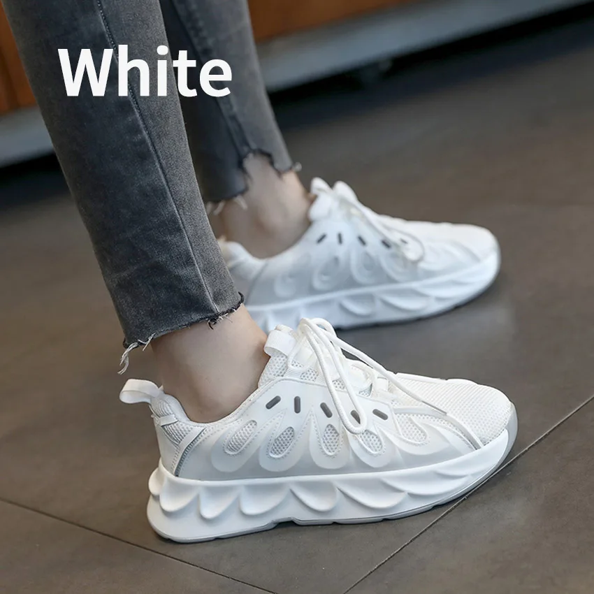 White BIMUDUIYU; Женская Повседневная Вулканизированная обувь; коллекция года; Модные женские кроссовки на массивном каблуке; удобные кроссовки на плоской подошве; обувь на платформе для Пап - Цвет: White