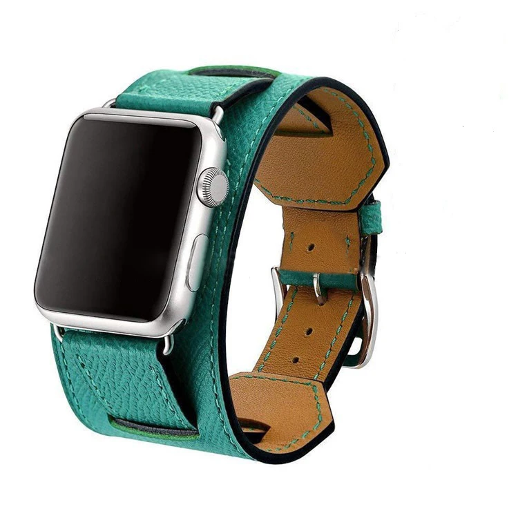 Наручный ремень для Apple Watch, ремешок-манжета, кожаный ремешок, 42 мм, 38 мм, 40 мм, 44 мм, браслет для iWatch, ремешок серии 5, 4, 3, 2, 1 - Цвет ремешка: Malachite Green 1