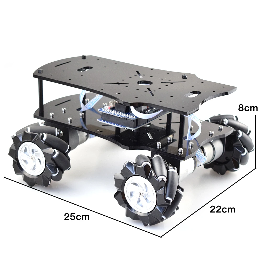 Дешевый двойной слой 4WD 80 мм Mecanum колеса RC робот шасси автомобиля с DC 12 В кодер Двигатель Для Arduino Raspberry Pi DIY проект