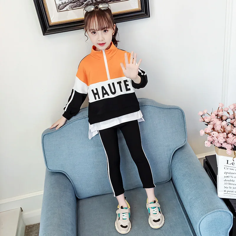 

Childrenswear Girls Mixed Colors Set 2019 New Style Autumn Clothing Children Korean-style Big Boy Fashion & Sports Two-Piece Set