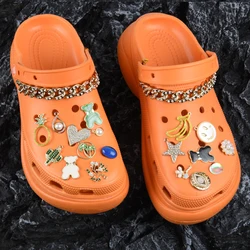 Hot Sale Bling Metal Croc Shoe Charms Star Bear Rhinestone Clog Shoes Decorations Smile Heart Banana Pearl Sandals Accessories