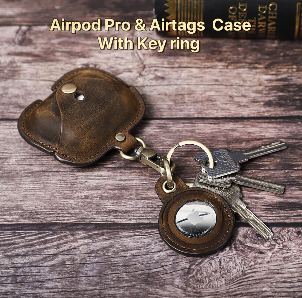 Retro caso de couro para airpods pro