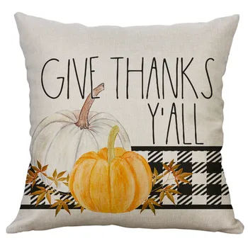 

Thanksgiving Series Linen Hug Pillowcase Home Decoration Peach Cashmere Pillowcase Washable Sleeve 18x18 Inch