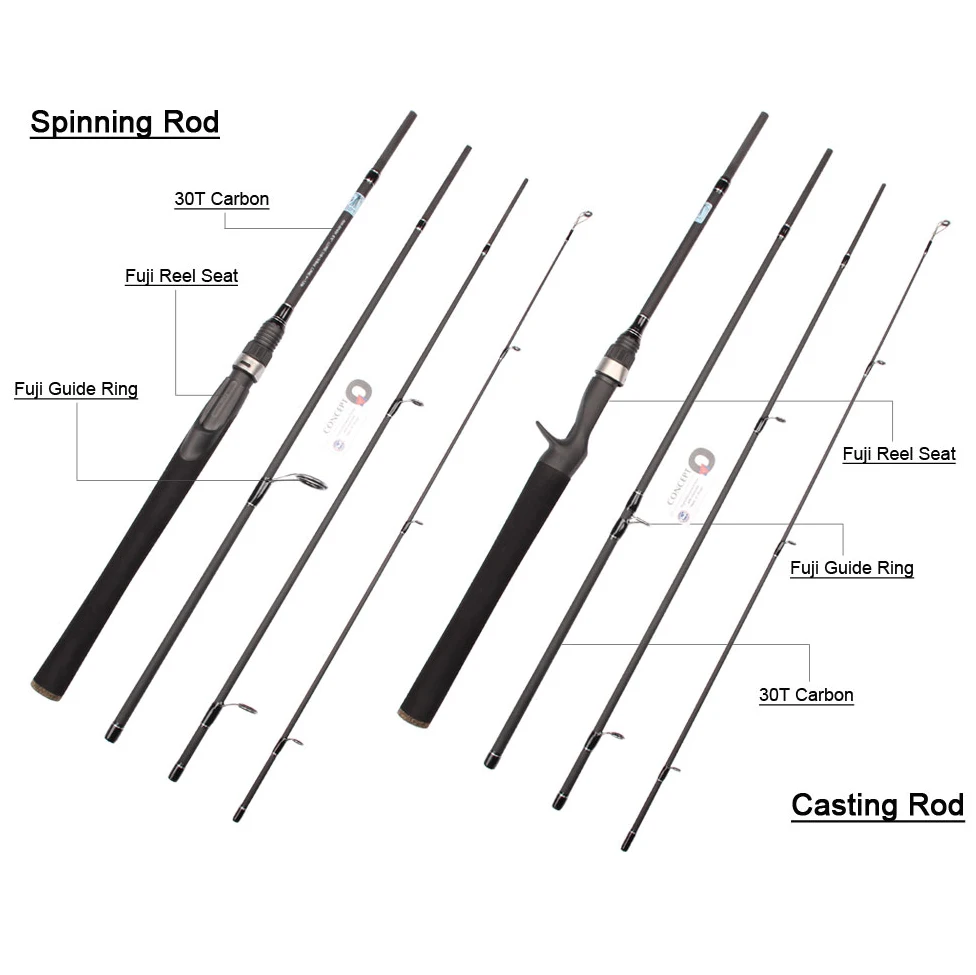 RoseWood 4 шт., туристическая Удочка Fuji, направляющая и катушка для сидения, литые спиннинговые удочки, 30 т, Удочка из углеродного волокна с трубкой Pesca