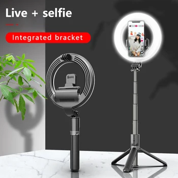 

Wireless Bluetooth Phone Selfie Stick Tripod With Remote Control Selfie Extendable Foldable Monopod with 5 inch LED Ring Light