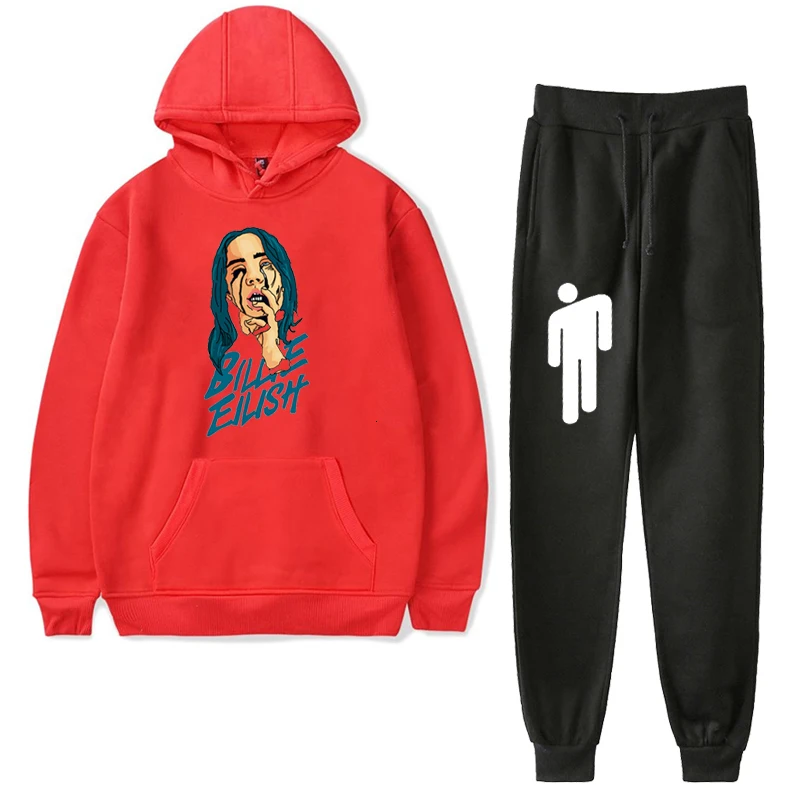 D9 2 шт./компл., детский Бархатный спортивный костюм Billie Eilish, толстовки, детские черные штаны, Ropa Hombre, толстовка, уличная одежда - Цвет: D9