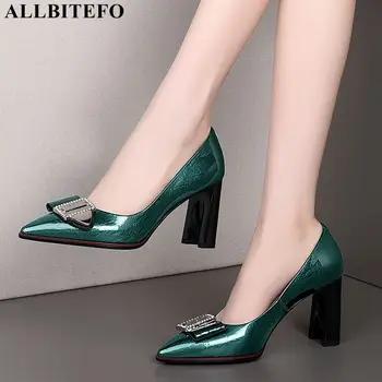 

ALLBITEFO fashion brand high heels women shoes Rhinestone buckle office ladies shoes women high heel shoes party women heels