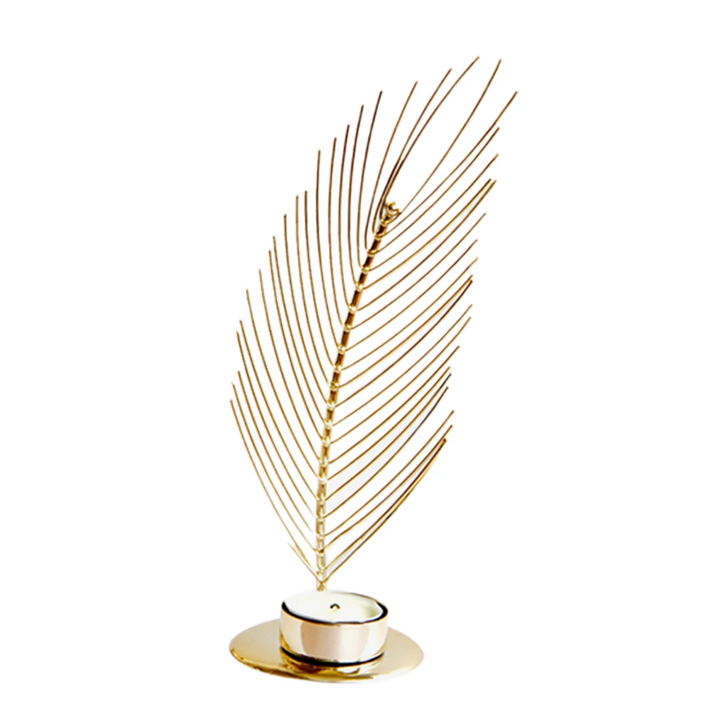 Gold Metal Feather Tealight Candle Holders for Home Decorations Party Wedding Centerpieces Cafe Bar Shop Display | Дом и сад