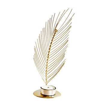 

Gold Metal Feather Tealight Candle Holders for Home Decorations Party Wedding Centerpieces Cafe Bar Shop Display