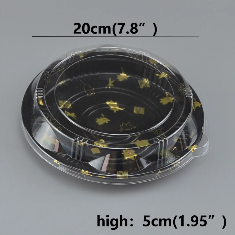 [20 комплектов] 200 мм* 50 мм одноразовый лоток для еды суши тарелка торт контейнер для печенья с крышкой