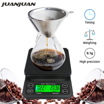 

3kg/0.1g 5kg/0.1g Digital Coffee Scale Kitchen Jewelry Weight with Timer High Precision LCD Electronic Scales 40%off