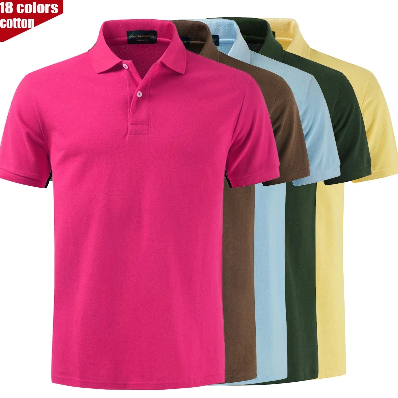 

TOP quality 100% cotton simple T shirt with short sleeve lapel men's summer plain and large size Turn-down Collar shirt