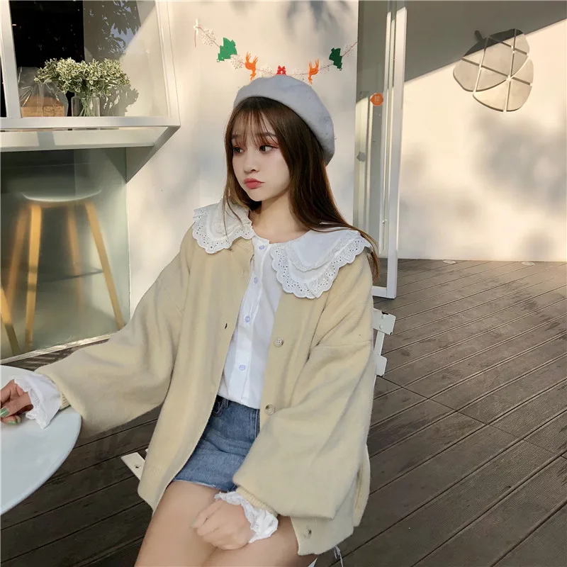 Very Cute Crochet Lace Baby Doll Blouse White Flare Sleeve Shirt Women Top Chemise Femme Chemisier Blanca Blusa Mujer Camisa