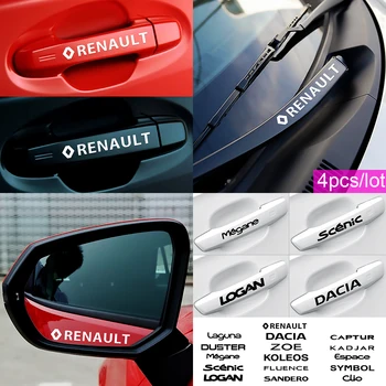 

For Renault koleos duster megane 2 clio Emblem Car styling 4Pcs Car Door Handle Stickers Wiper pvc waterproof decoration