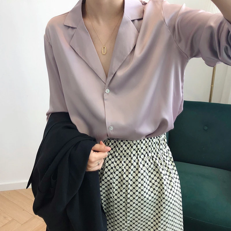 black satin button up blouse