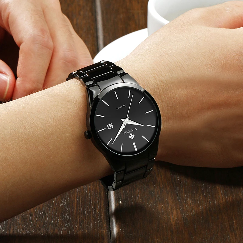 Watch Men WWOOR Top Brand Luxury Stainless Steel Waterproof Date Quartz Clock Mens Fashion Sports Business Wrist Watch Male Xfcs
