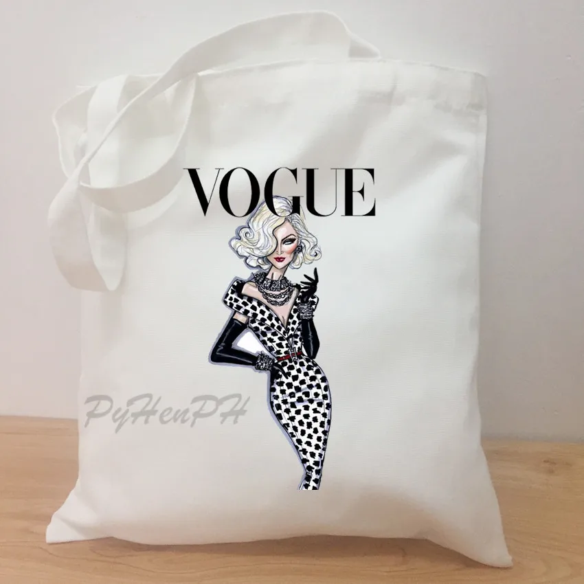 Vogue печати Для женщин Холст Большие Ёмкость Винтаж Harajuku Мультфильм Повседневное Наплечная Сумка; трендовая Стиль сумка-мешок Для женщин сумка для покупок