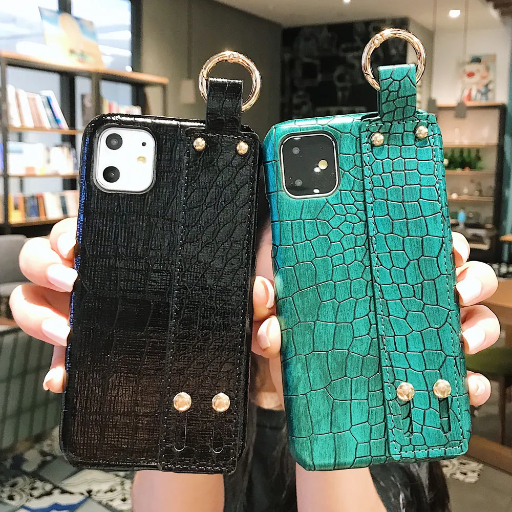 Роскошный чехол из крокодиловой змеиной кожи для iPhone 11 Pro Xs Max на запястье