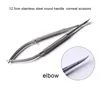 12.5cm stainless steel round handle elbow corneal scissors Micro scissors with round handle 1