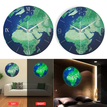 

Glowing Earth Clock Hanging on the Wall Luminous Stickers Suitable for Kids Bedroom Convenient to Get Accurate Time