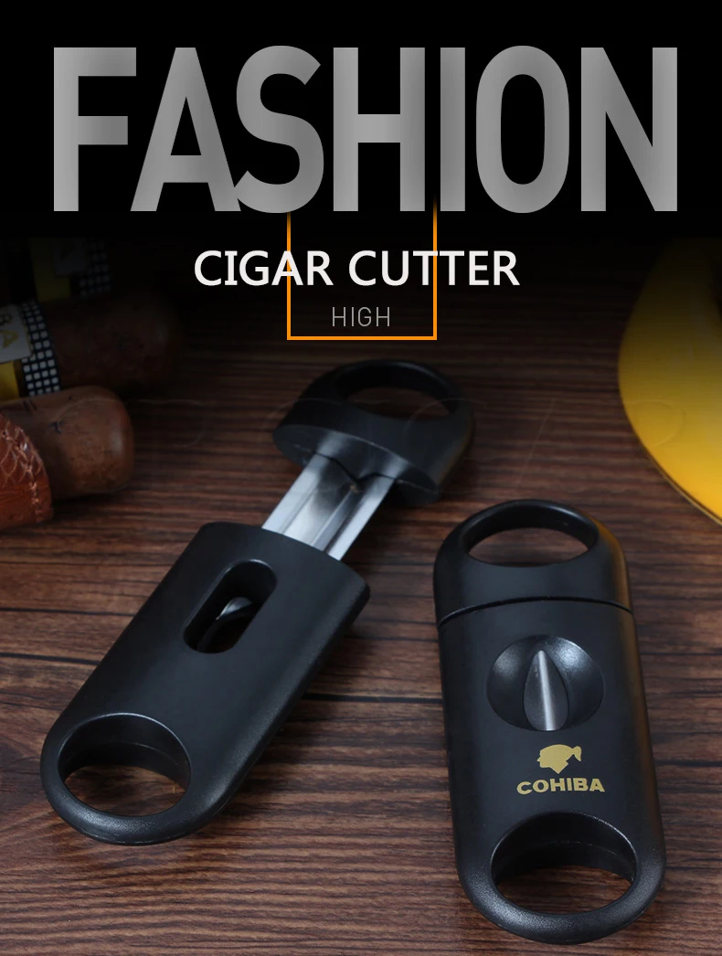 COHIBA пластиковые v-образные вырезные сигарные резаки, острые портативные лезвия из нержавеющей стали для сигар, гильотина, карманный нож для резки, аксессуары для сигар