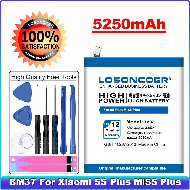 LOSONCOER 5250 мАч BM37 Аккумулятор для Xiaomi 5S plus Mi5s аккумулятор батарея|battery for xiaomi|battery