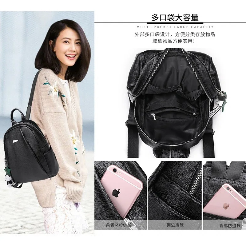 

Backpack Women's Leather Backpack Cattle 2019 New Style School Bag Versatile Soft Leather Multi-functional Travel Bag