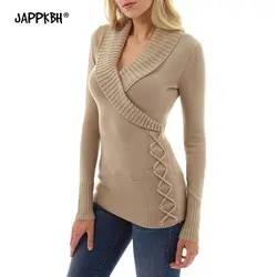 Модный повседневный тонкий свитер большого размера на осень и зиму, Женский вязаный свитер более размера, теплый пуловер с длинным рукавом