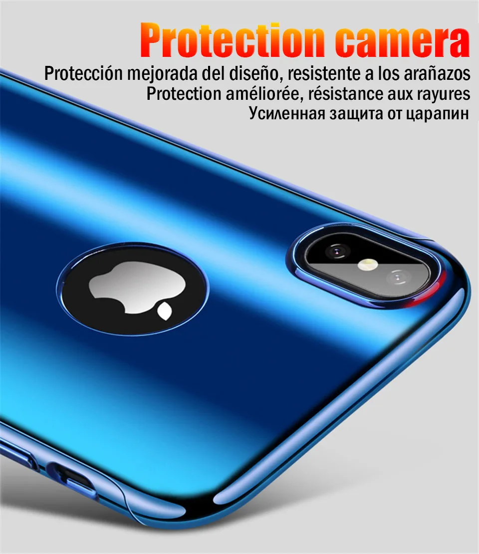 Покрытие 360 Полное покрытие для Apple iphone 7 iphone X Xr Xs Max зеркальный чехол для телефона для iphone 7 8 6 6S Plus блестящая Капа со стеклом