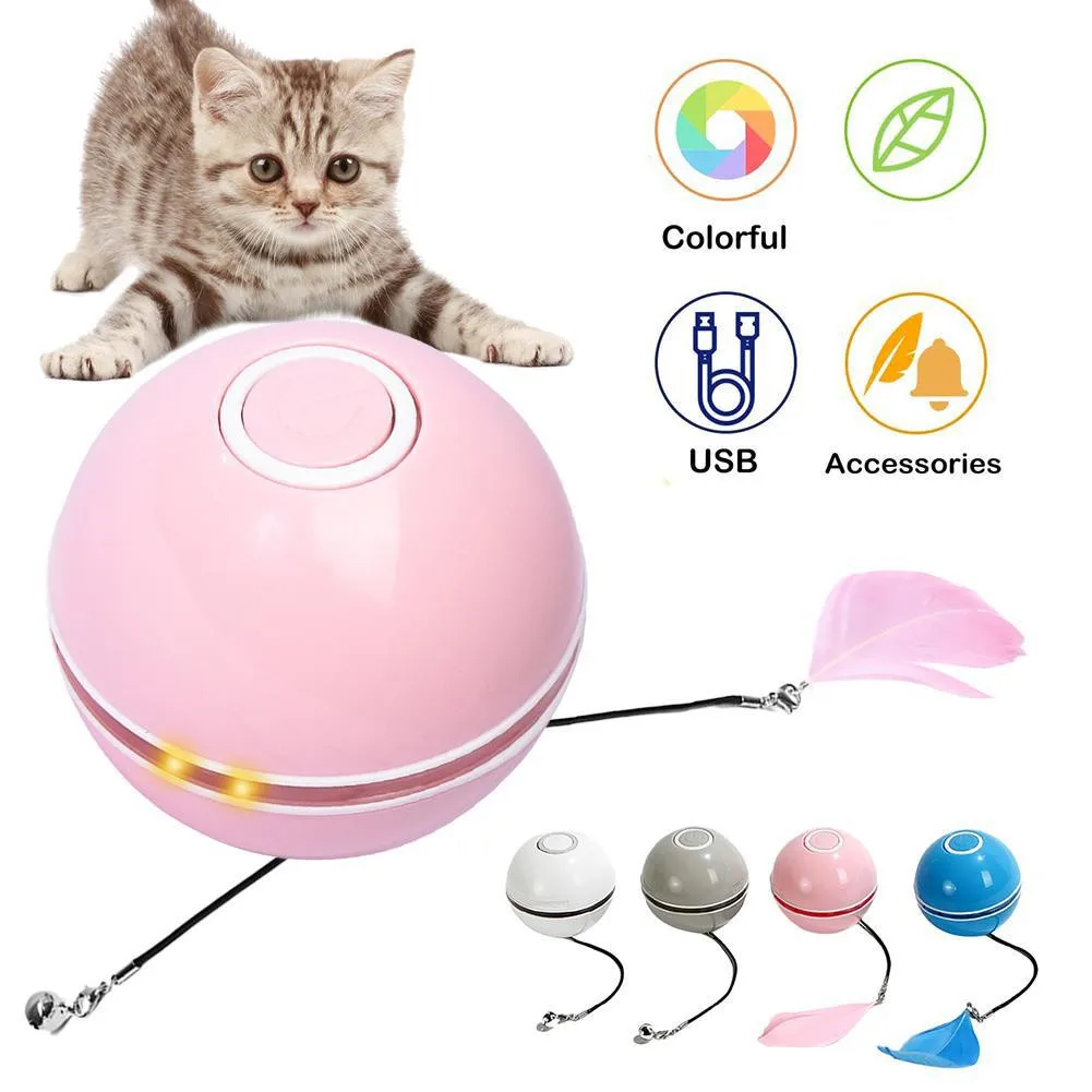 インタラクティブな電動猫のおもちゃボール Usb充電 自動回転 猫の遊び Ledライト付きのおもちゃ Aliexpress ホーム ガーデン