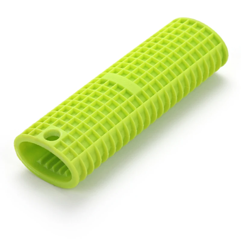 Round green Кухонная ручка кастрюли, силиконовая противоскальдирующая втулка, высокотемпературная противоскользящая ручка, противоскользящие перчатки, инструменты для выпечки - Цвет: Round green