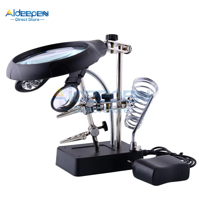 

MG16129-C Welding Magnifying Glass With LED Light 3.5X-12X lens Auxiliary Clip Loupe Desktop Magnifier Soldering Repair Tool