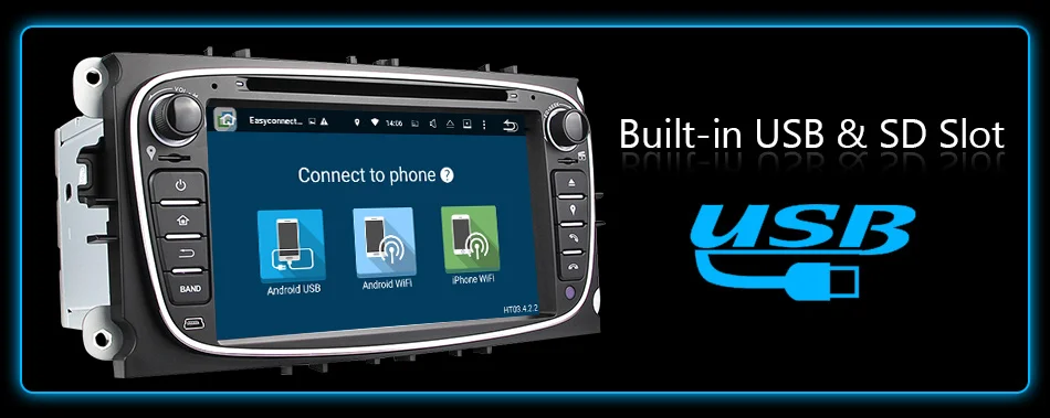 Perfect Eunavi Quad Core 2 Din Android 9.0 Car DVD Player Car Radio with GPS+WIFI+3G for Ford focus 2 dab Galaxy Transit Tourneo Mondeo 22