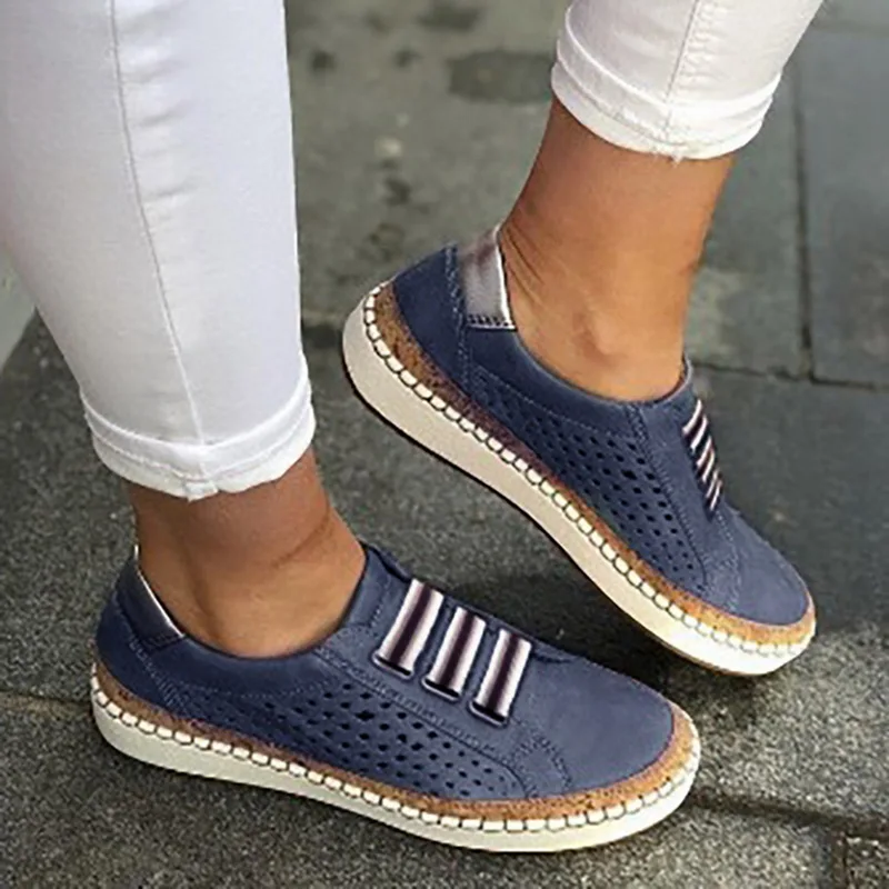 C blue WENYUJH/Женская Осенняя обувь на плоской подошве; zapatos mujer; винтажный флоковый светильник с вырезами; мягкая обувь; женская обувь; Chaussure; Прямая поставка - Цвет: C blue