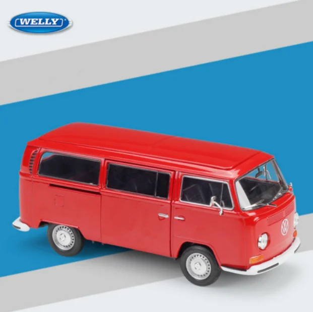 Модель игрушечного автомобиля Welly 1:24 металлический фургон с ретро принтом