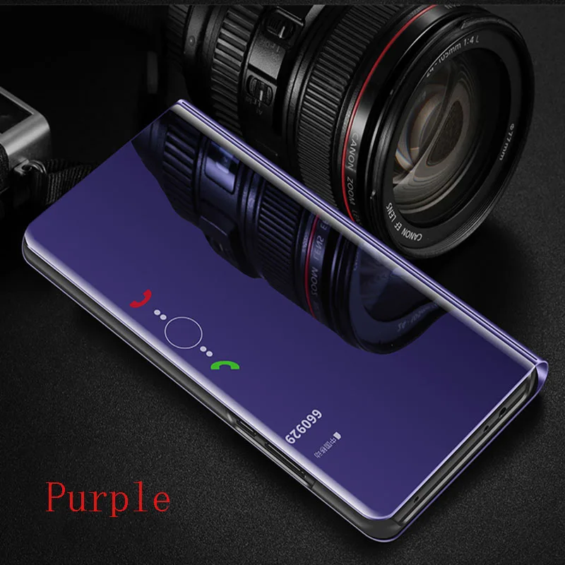 Умный зеркальный флип-чехол для huawei Honor 20 9X Pro 8 9 10 20 Lite V20 8C 8S 8X P30 P20 Lite рro Y9 Y7 Y6 Prime Pro Y5 чехол Крышка - Цвет: Purple