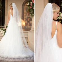 Elegant White Ivory Long Wedding Veil with Comb One layer Cathedral Bridal Veil Long Bride Veil For Wedding Accessories 3 Meters