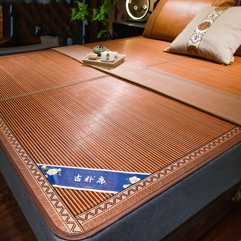 Natural carbonized bamboo mat summer mat bamboo summer naked sleeping straw double-sided ice silk household bamboo summer mat