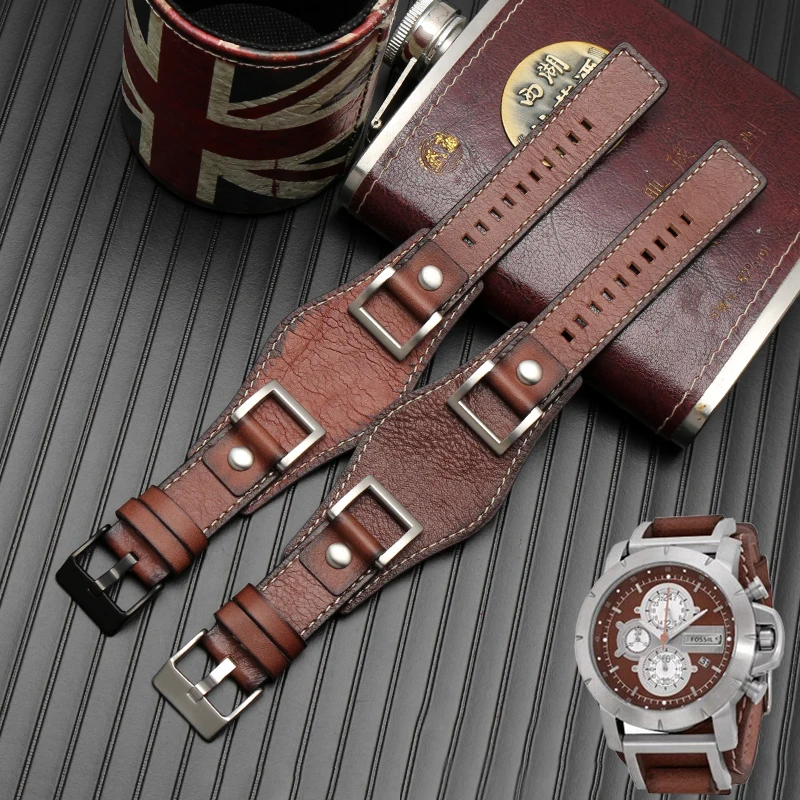 Correa de reloj de cuero genuino Fossil JR1157, correa de reloj de 24mm hombre, pulsera de cuero de alta calidad, estilo Retro - AliExpress Relojes pulsera