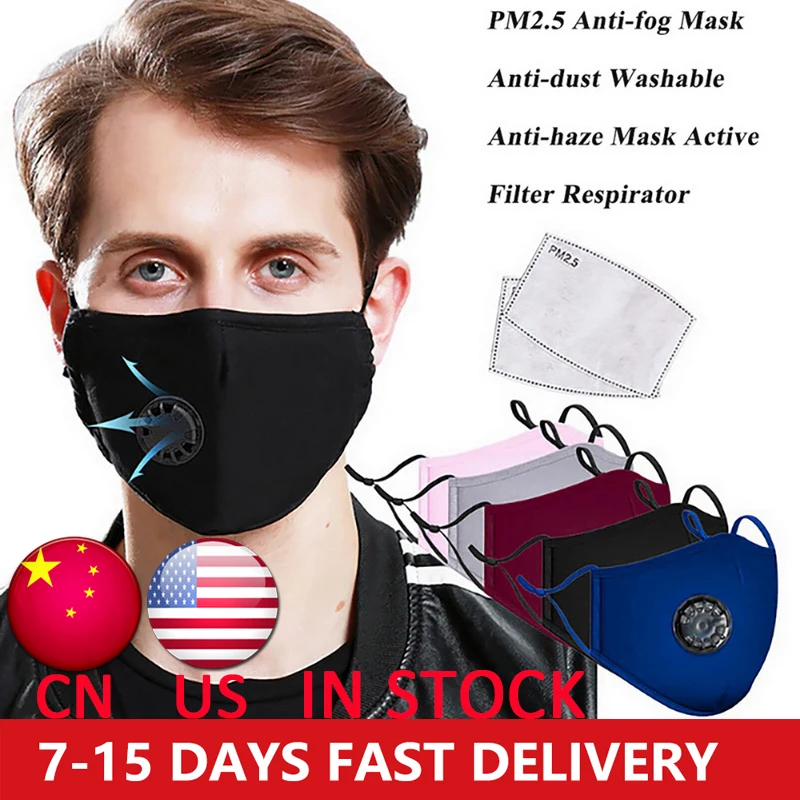 

Anti-haze Mask With Breathing Valve PM2.5 Mask Pure Cotton Multi-color Optional Three-dimensional Filter Mask Washable Mask