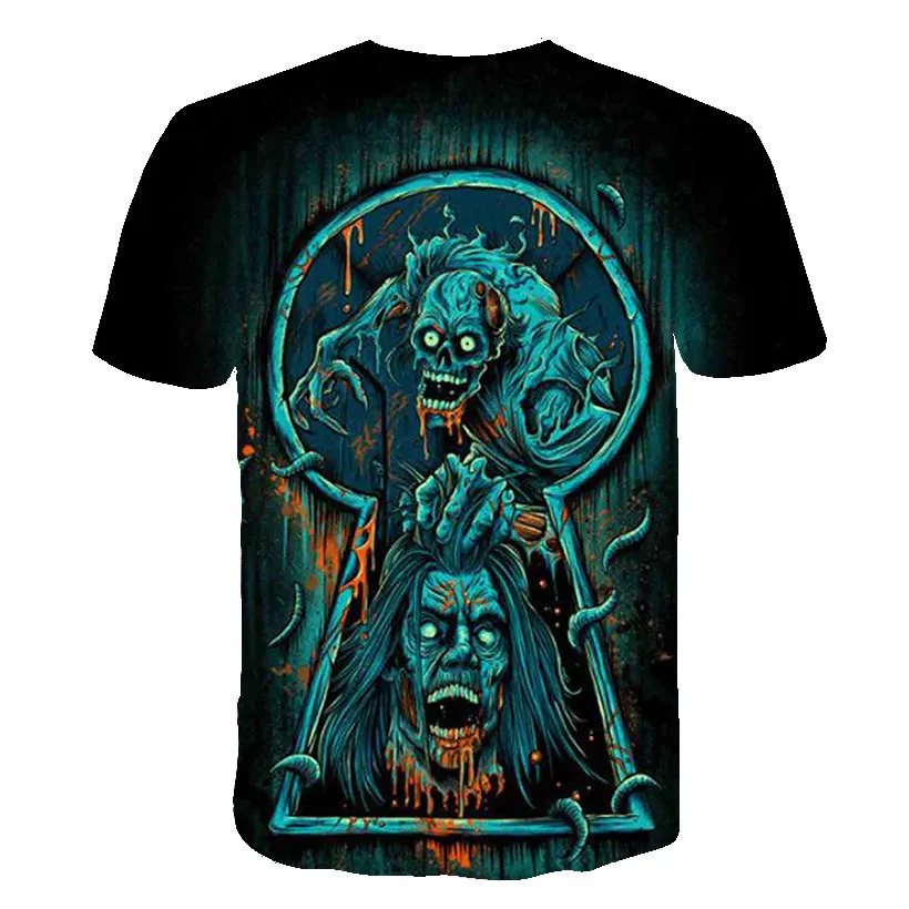 New Skull T Shirt Men Women 3D Print Fire Skull T-shirt Short Sleeve Hip-Hop Tees Summer Tops Cool t shirt Halloween Shirt