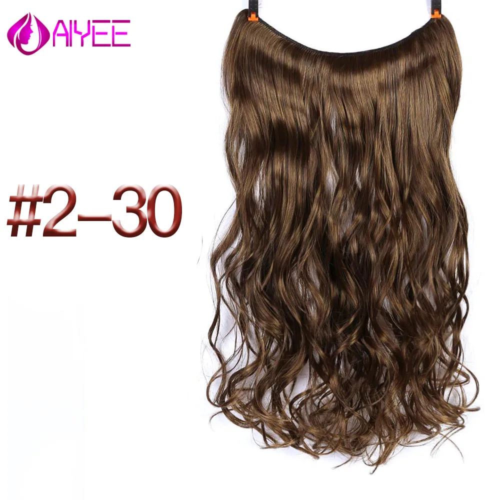AIYEE 22 ''синтетический шиньон-хвост клип на проволоке рыбий линии волосы для наращивания невидимая проволока один кусок для Омбре волос конский хвост - Цвет: YX02-2-30