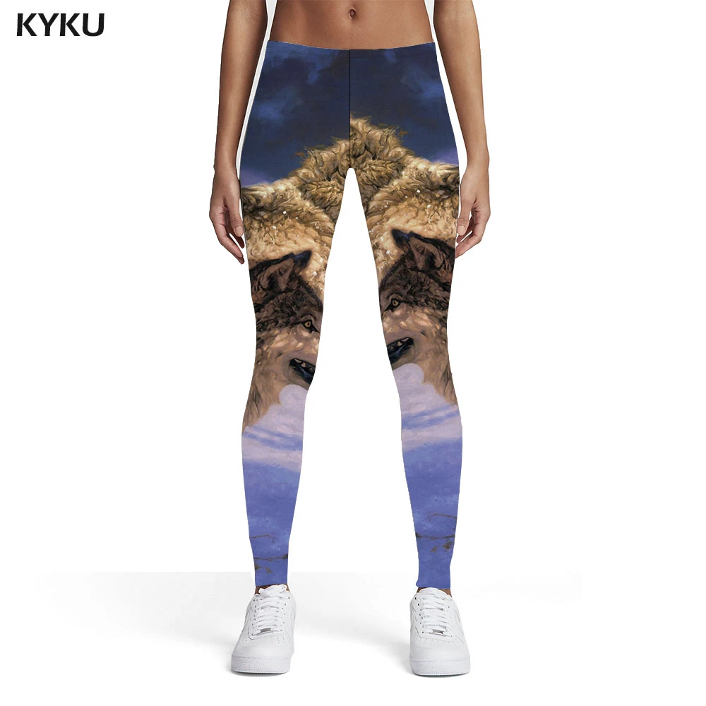 

KYKU Animal Leggings Women Wolf Sexy Snow 3d Print Harajuku Spandex Womens Leggings Pants Jeggings Fashion Summer Pencil