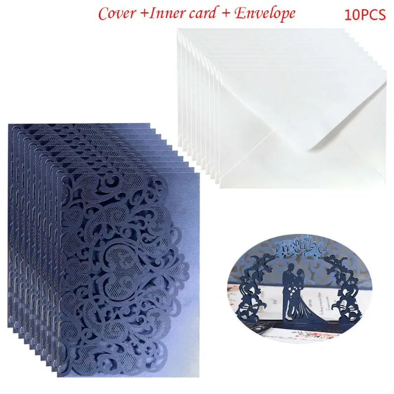  2019 New 10 Pcs 3D European Style Wedding Invitation Card with Envelope Kits Party Supply - 4.0005E+12