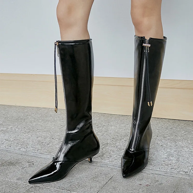 ASUMER top quality knee high boots women genuine leather stiletto heels fashion shoes ladies pointed toe long boots woman