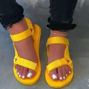 

New Women Sandals Summer Candy colors Strap Buckle Soft Foam Sole casual shoes female Outdoor Beach Shoes plus size 35-43