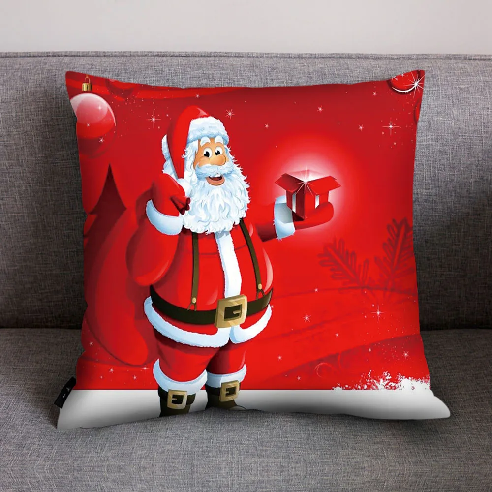 Веселая Рождественская наволочка для подушки Санта-Клаус с рождественским принтом квадратный льняной диван-кровать наволочка для подушки Cuscini Decorativi дропшиппинг - Цвет: D