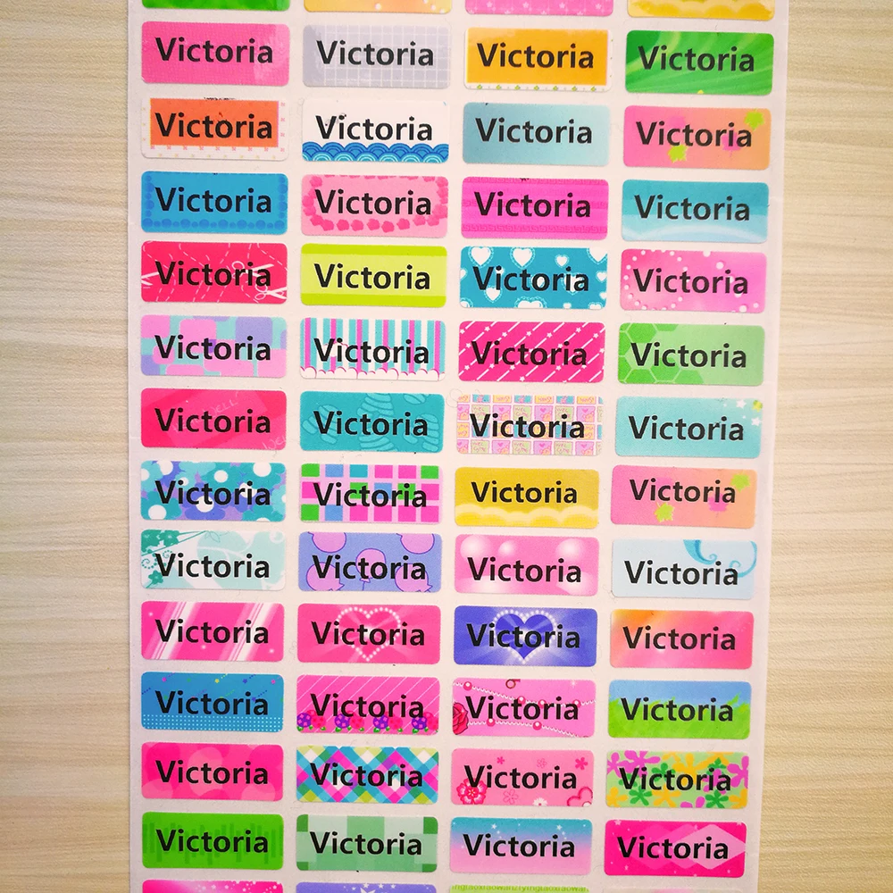 

100 pcs Personalized Name Stickers Water Proof School Label Decal Multi Purpose Colorful Multi Color